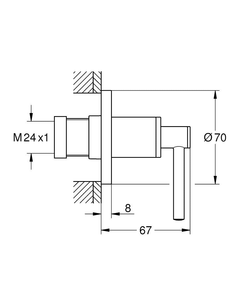 Grohe Ankastre Stop Valf Atrio Krom - 29397000 teknik çizim