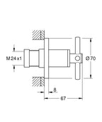 Grohe Ankastre Stop Valf Atrio Krom - 29396000 teknik çizim