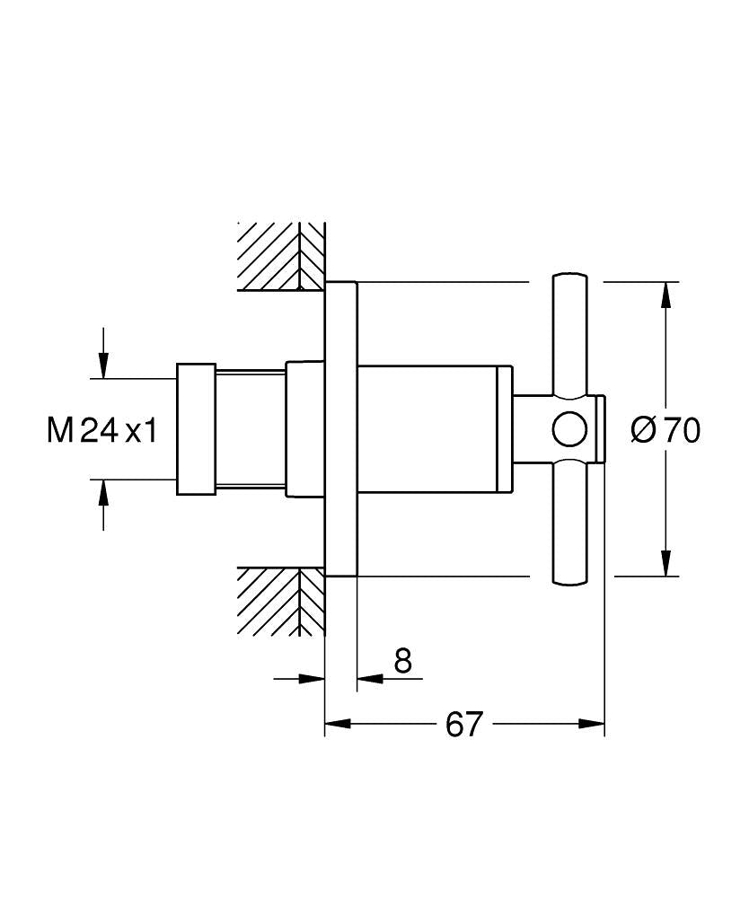 Grohe Ankastre Stop Valf Atrio Krom - 29396000 teknik çizim