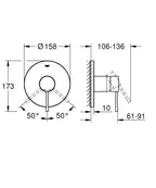 Grohe Essence Ankastre Duş Bataryası - 24168001 teknik çizim