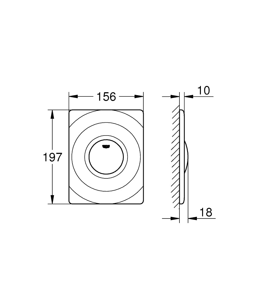 Grohe Gömme Rezervuar Kumanda Paneli Start/Stop ABS Krom-37063000 teknik çizim