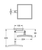 Grohe Selection Cube Duvara Monte Makyaj Aynası Krom - 40808000 teknik çizim