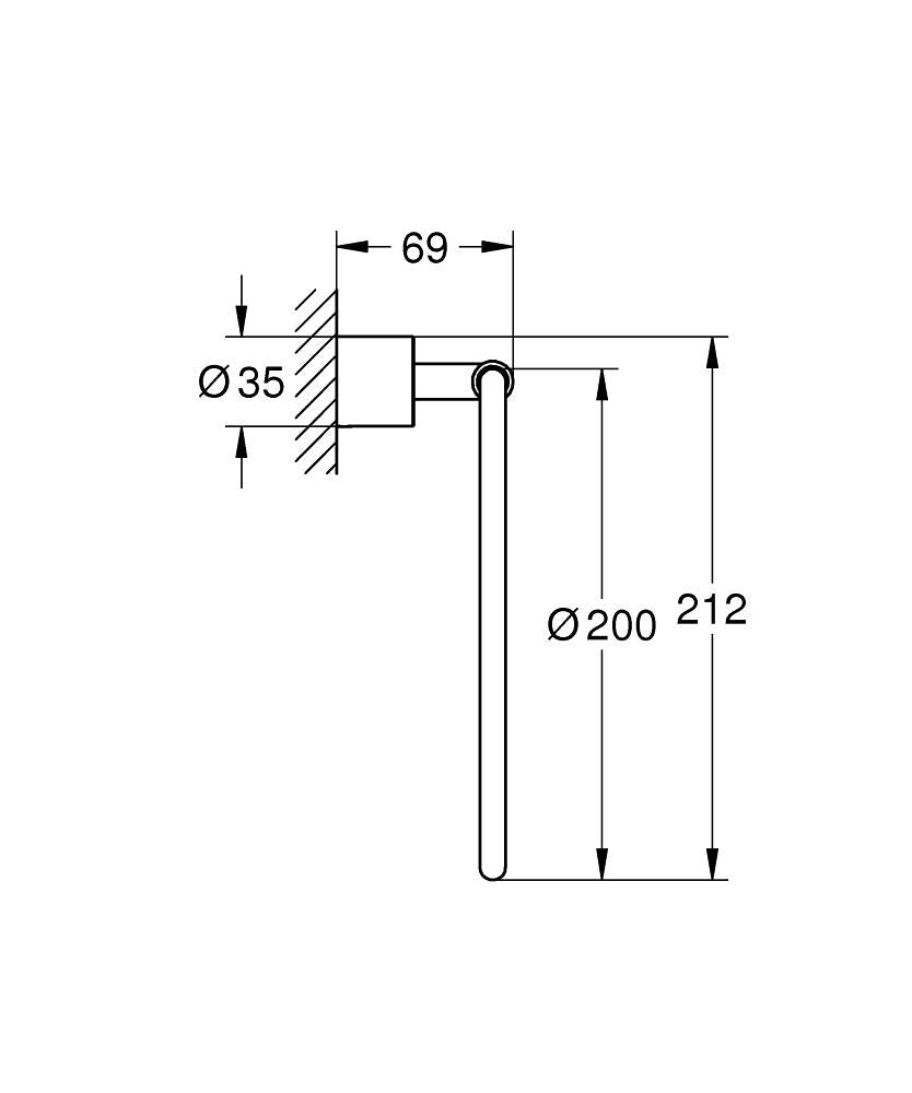 Grohe Atrio New Towel Ring - 40887000 teknik çizim