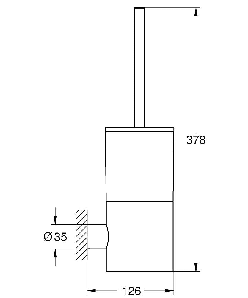 Grohe Atrio New Toilet Brush Set - 40892000 teknik çizim