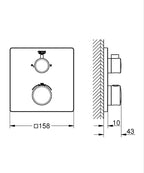 Grohe Grohtherm Termostatik Banyo/Duş Bataryası 2 Çıkışlı Divertörlü Mat Siyah - 1022092430 teknik çizim
