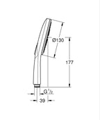 Grohe Rainshower Smartactive 130 El Duşu 3 Akışlı Cool Sunrise – 26574GL0 teknik çizim