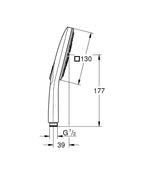 Grohe Rainshower Smartactive 130 Cube El Duşu 3 Akışlı Beyaz - 26582LS0 teknik çizim