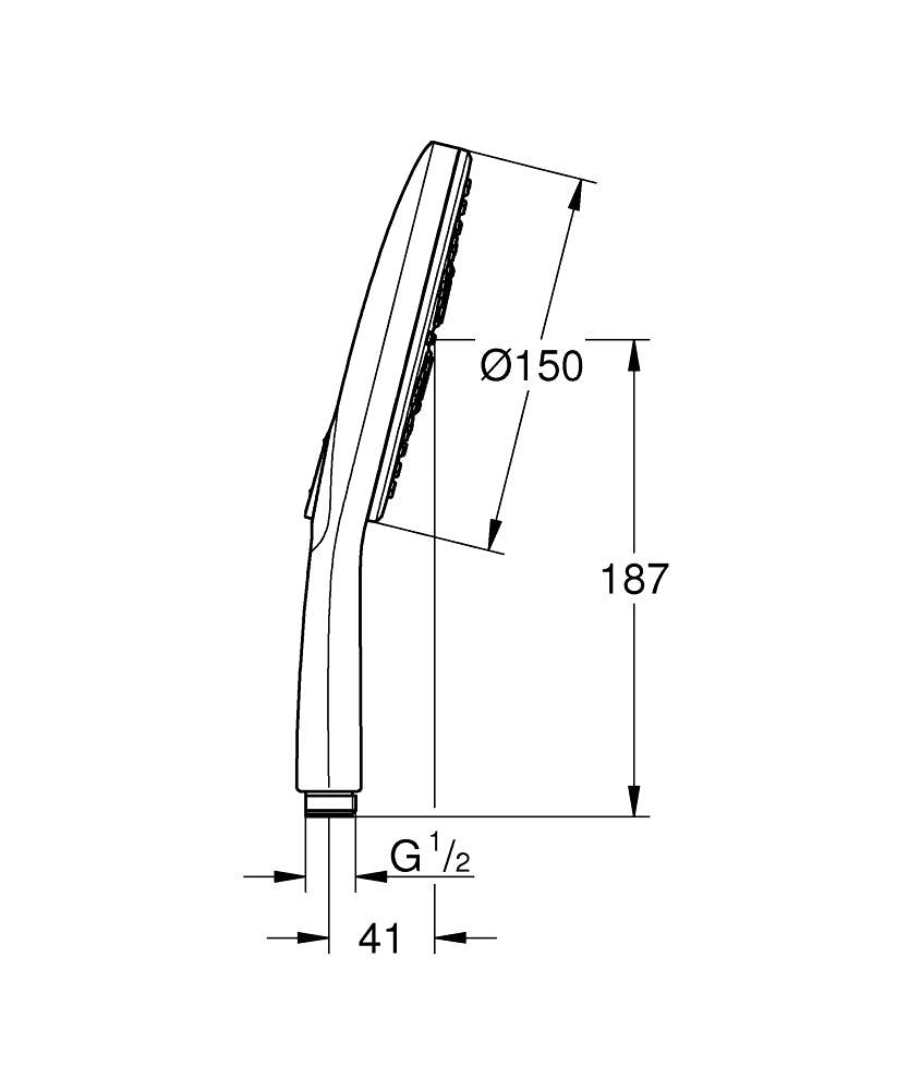 Grohe Rainshower Smartactive 150 El Duşu 3 Akışlı - 26590000 teknik çizim