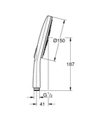 Grohe Rainshower Smartactive 150 El Duşu 3 Akışlı - 26590000 teknik çizim