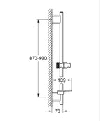 Grohe Rainshower Smartactive Duş Sürgüsü, 900 mm Cool Sunrise - 26603GL0 teknik çizim