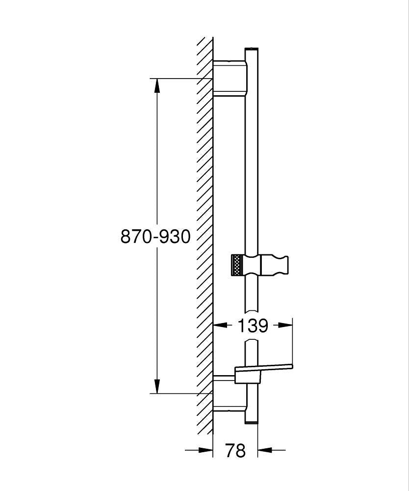 Grohe Rainshower Smartactive Duş Sürgüsü, 900 Mm Brushed  Warm Sunset - 26603DL0 teknik çizim