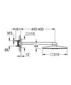 Grohe Rainshower Smartactive 310 Cube Tepe Duşu Seti 430 Mm, 2 Akışlı Brushed  Warm Sunset - 26479DL teknik çizim