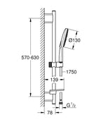 Grohe Rainshower SmartActive 130 Duş Seti 3 Akışlı Beyaz - 26577LS0 teknik çizim