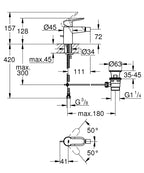 Grohe BauEdge Bide Bataryası-23331000 teknik çizim