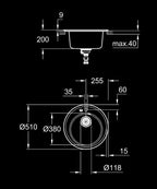 Grohe K200 Kuvars Kompozit Eviye 50 -C 51, Granit Siyah Rengi - 31656AP0 teknik çizim