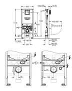 Grohe Rapid SLX 3'ü 1 arada Gömme Rezervuar Pnömatik Alçıpan Tipi 13 cm - 39598000 teknik çizim