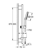 Grohe Rainshower  Smart Active 130  Cube Sürgülü Duş Seti 3 Akışlı - 26587000 teknik çizim