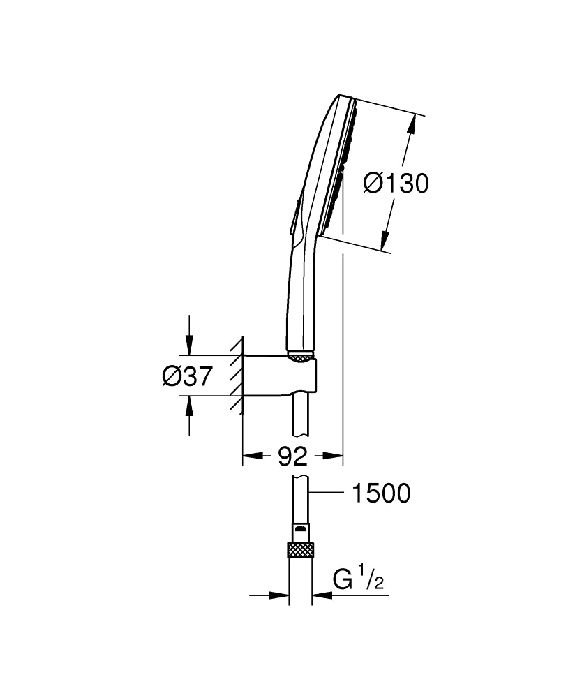 Grohe Rainshower SmartActive 130Duvar tutucu seti 3 sprey teknik çizim