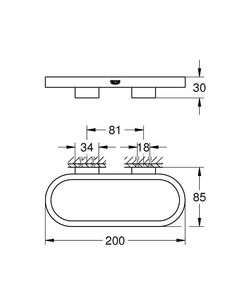 Grohe Selection Halka Havluluk - 41035000 teknik çizim