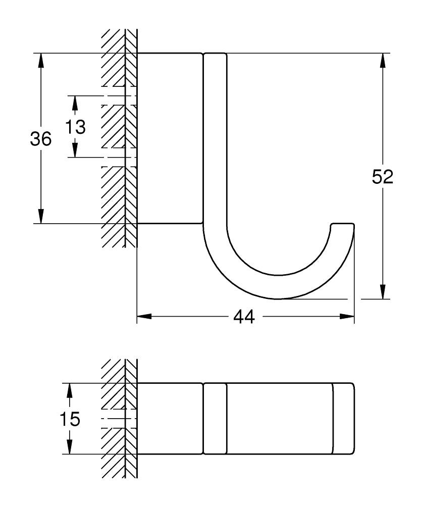 Grohe Selection Tekli Havlu Askısı - 41039000 teknik çizim