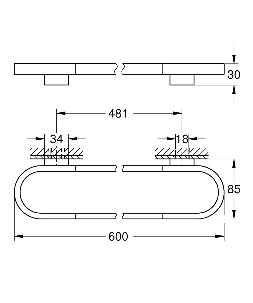 Grohe Selection Havluluk Brushed Cool Sunrise - 41056GN0 teknik çizim