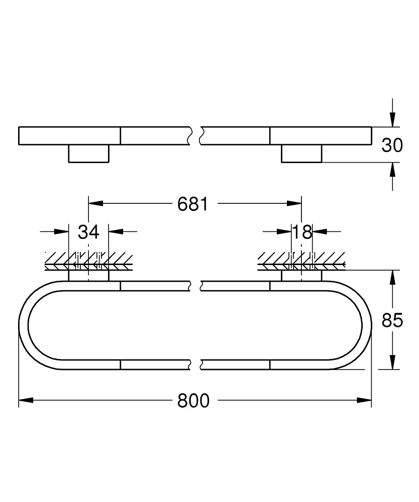 Grohe Selection Havluluk - 41058000 teknik çizim
