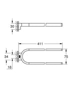 Grohe Selection Havlu Tutacağı, Sabit - 41059000 teknik çizim