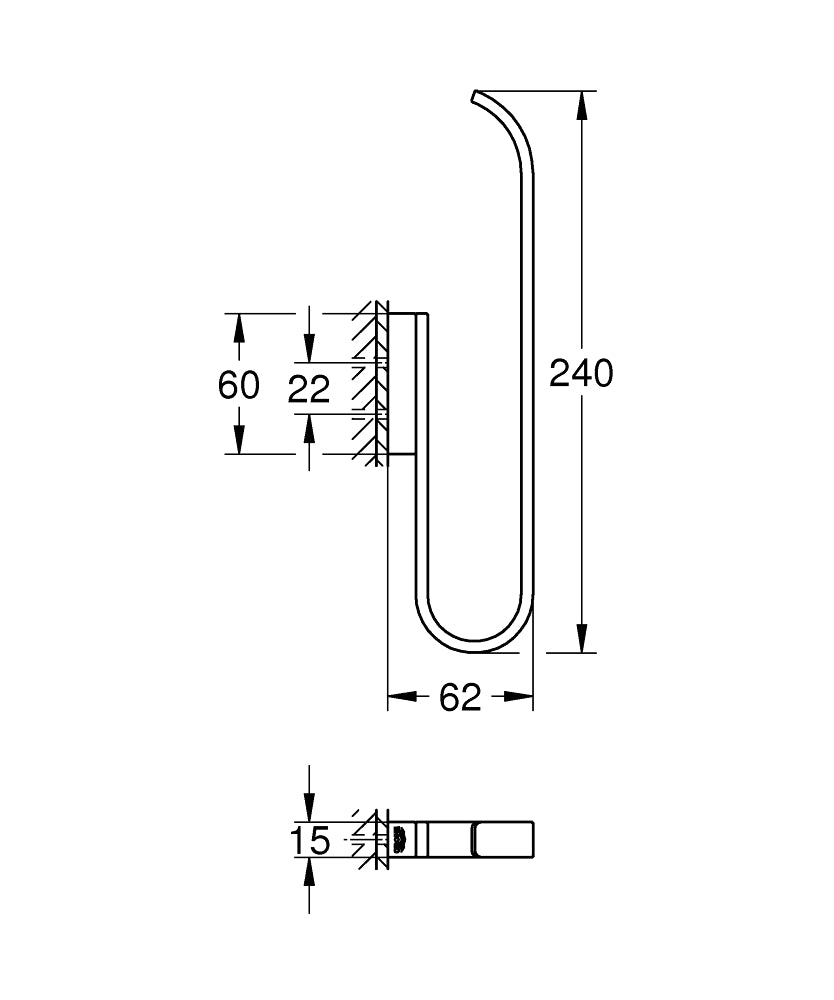 Grohe Selection Yedek Tuvalet Kağıdı Tutacağı (Çift Rulo İçin) - 41067000 teknik çizim