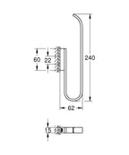 Grohe Selection Yedek Tuvalet Kağıdı Tutacağı (Çift Rulo İçin) Brushed  Warm Sunset - 41067DL0 teknik çizim