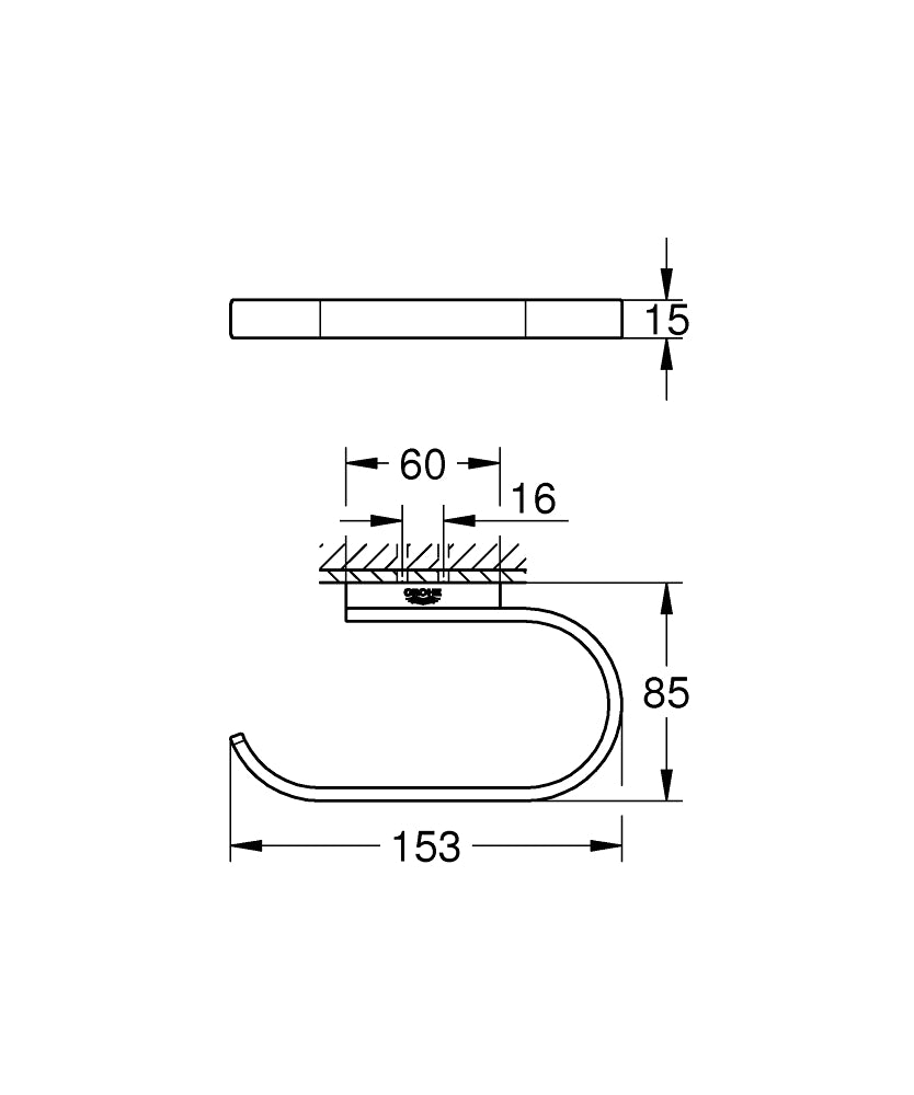 Grohe Selection Tuvalet Kağıtlığı Hard Graphite – 41068A00 teknik çizim
