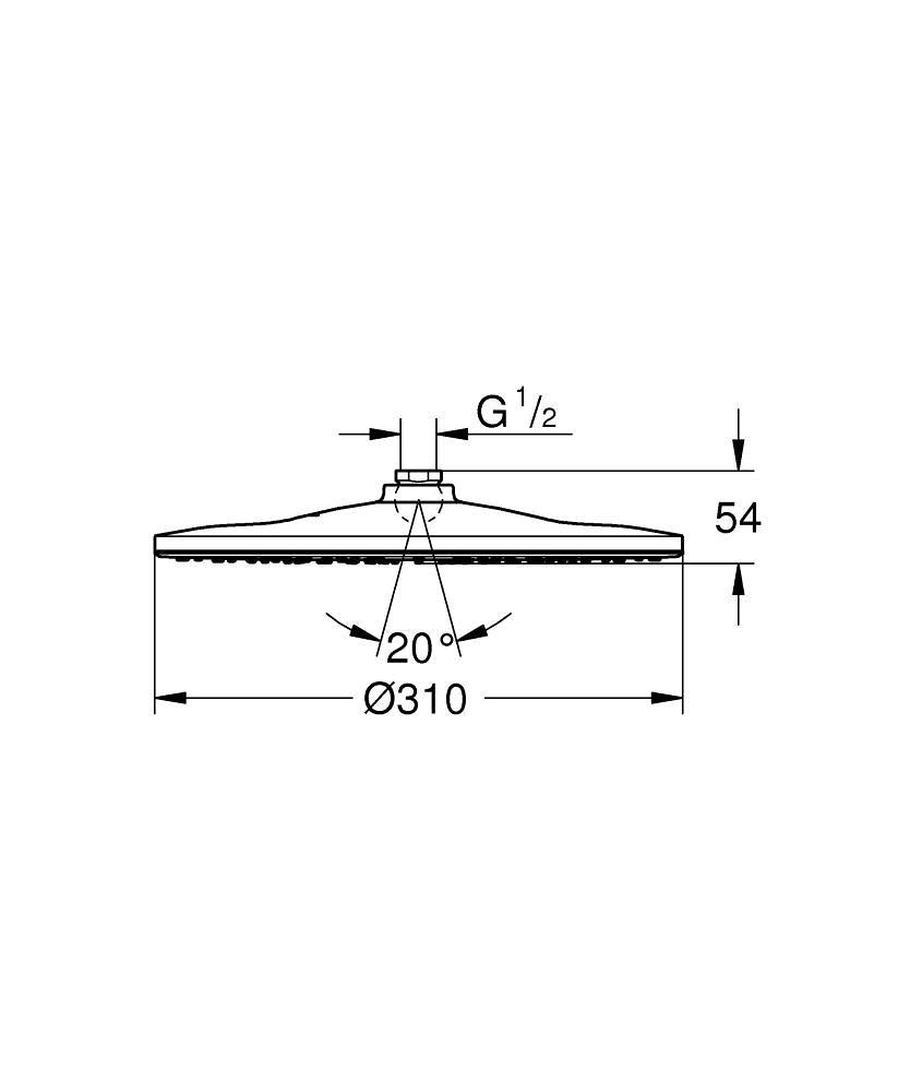 Grohe Tepe Duşu 31 cm Rainshower Krom - 26561000 teknik çizim