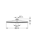 Grohe Tepe Duşu 31 cm Rainshower Krom - 26561000 teknik çizim