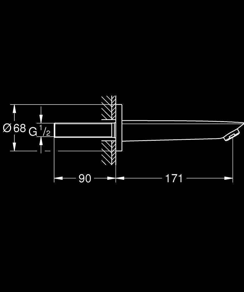 Grohe Baucosmopolitan Çıkış Ucu 13255001 teknik çizim