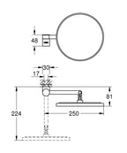 Grohe SelectionShaving Mirror - 41077dc0 teknik çizim