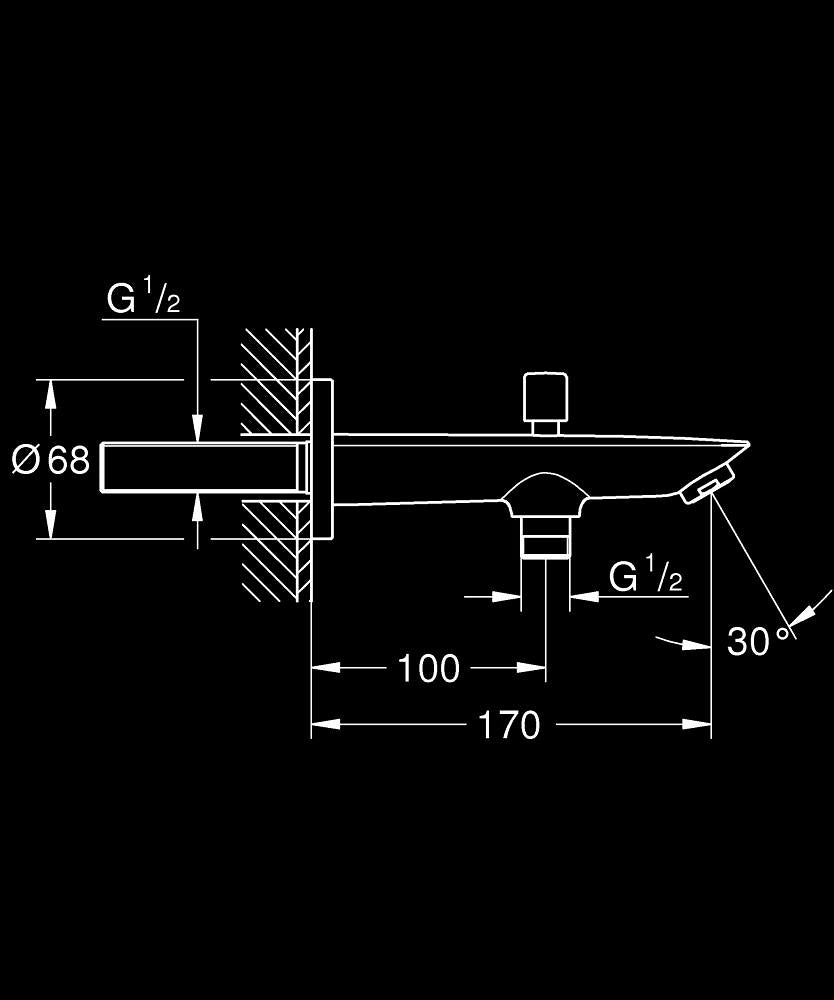 Grohe Baucosmopolitan Yön Değiştiricili Çıkış Ucu - 13425001 teknik çizim