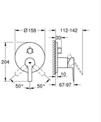 Grohe Lineare Ankastre Banyo Duş Bataryası 3 çıkışlı divertörlü- 24095001 teknik çizim