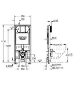 Grohe Gömme Rezervuar Rapid SL Pnömatik 89 mm - 39687000 teknik çizim