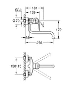 Grohe Eurosmart Tek Kumandalı Eviye Bataryası - 32224003 teknik çizim