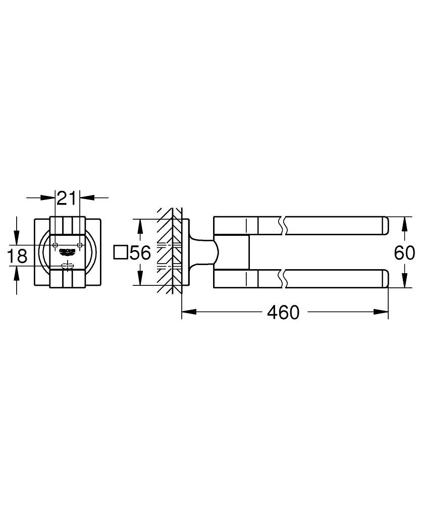 Grohe Allure Havluluk - 40342001 teknik çizim