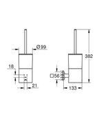 Grohe Allure Tuvalet Fırçası Seti - 40340001 teknik çizim