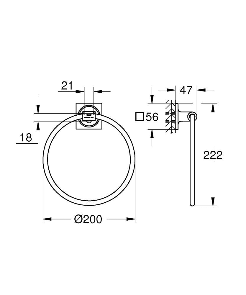Grohe Allure Halka Havluluk - 40339001 teknik çizim