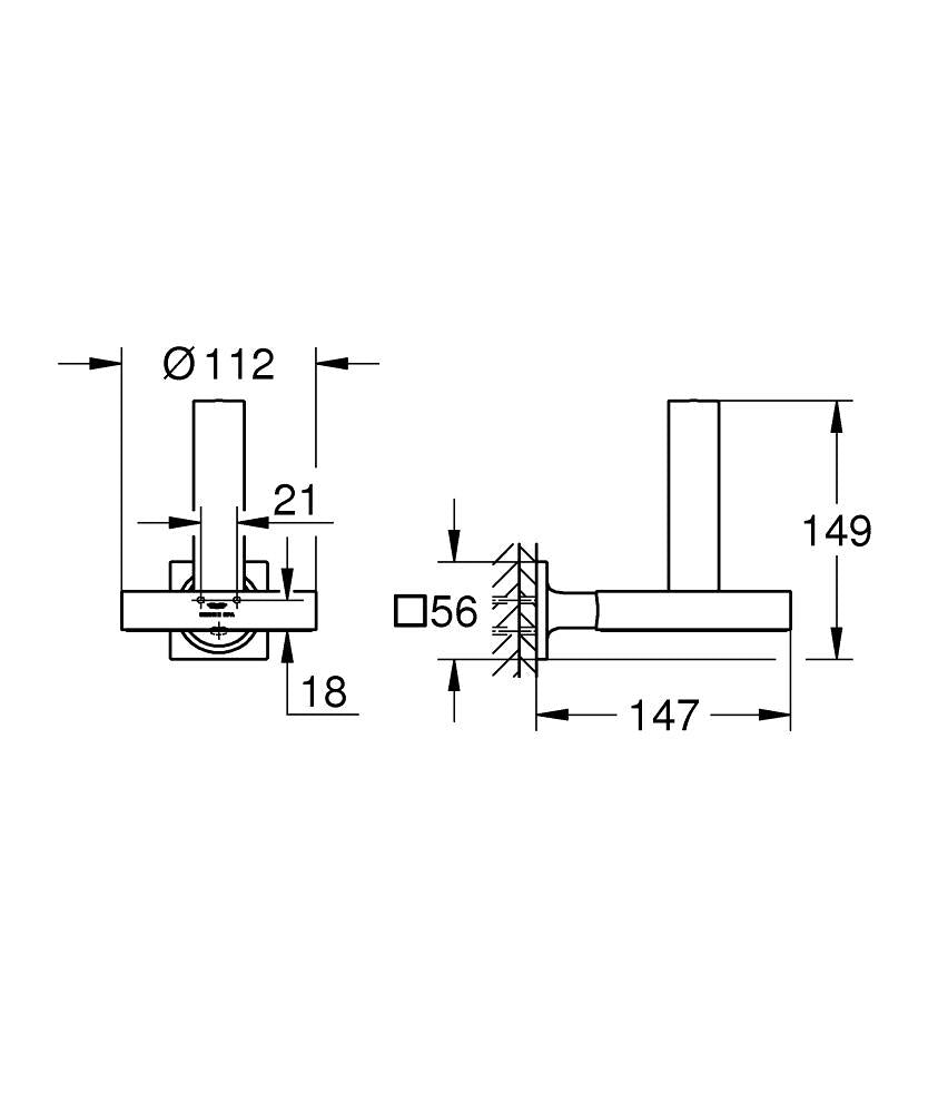 Grohe Allure Yedek Tuvalet Kağıtlığı - 40956001 teknik çizim