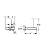 Grohe Allure Yedek Tuvalet Kağıtlığı - 40956001 teknik çizim