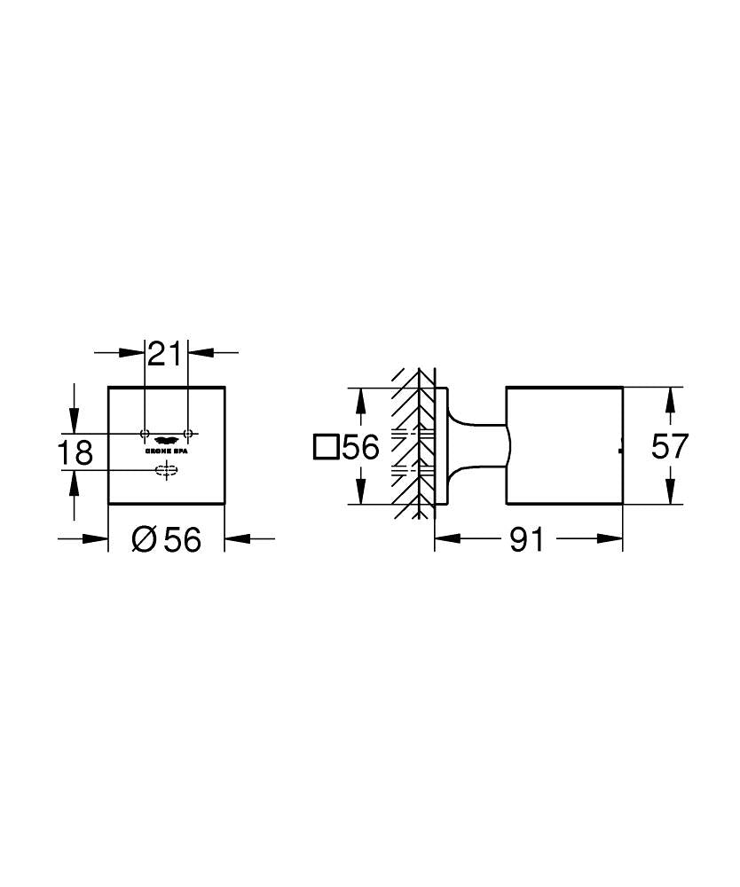 Grohe Allure Sabunluk Tutacağı - 40278001 teknik çizim