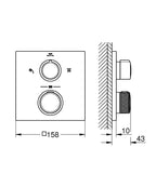 Grohe Ankastre Termostatik Banyo Bataryası 2 Çıkışlı Allure Br. Cool Sunrise - 29181GN2 teknik çizim