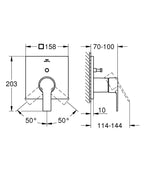 Grohe Allure Ankastre Banyo/Duş Bataryası - 19315001 teknik çizim