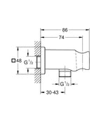 Grohe Rainshower Duş Çıkış Dirseği El Duş Askılı Hard Graphite – 26659A00 teknik çizim