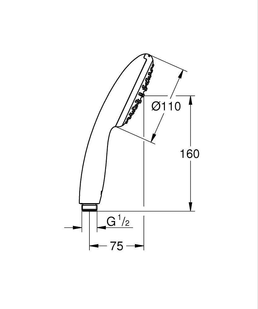 Grohe Tempesta 110 El Duşu Tek Akışlı  - 27923003 teknik çizim