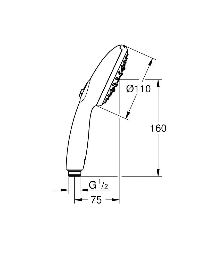 Grohe Tempesta 110 El Duşu 3 Akışlı Rain,Jet,Masaj - 28261003 teknik çizim