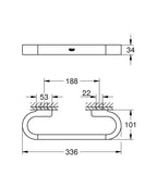 Grohe Selection Banyo Tutamağı Brushed Hard Graphite - 41064AL0 teknik çizim